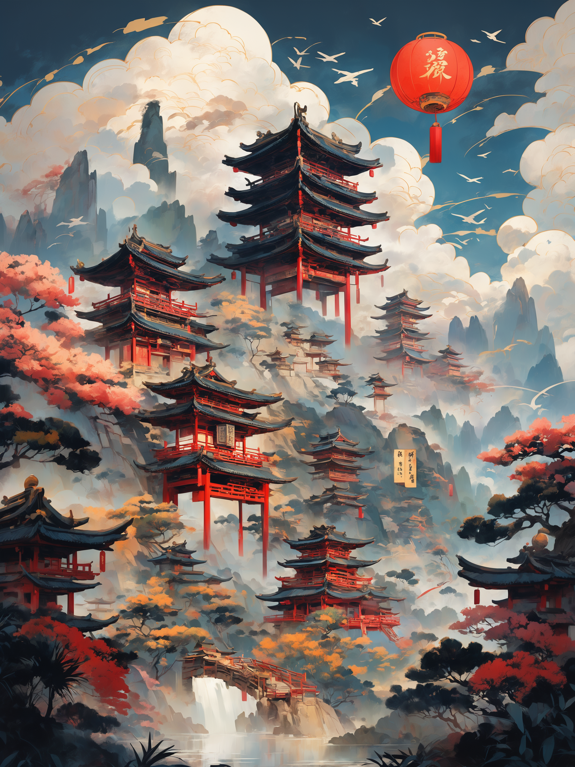 03812-2272167525-guochao,_lora_guochao-dingzhi-V2.0-000001_0.7_,_masterpiece,best quality,ZH_style,no humans,tree,scenery,aircraft,torii,mountain.png